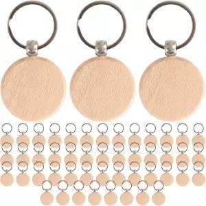 사토모 나무 열쇠고리 번호표 솔리드 컬러 사물함 열쇠 공예 DIY 더블 링 세트 50개