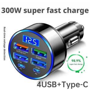 호환4USB 포트 2 PD 차량용 고속 충전기 300W 퀵차지 3.0 타입 C 어댑터 전압 표시 기능 포함