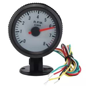 DriSentri 8020BL 타코미터 게이지 2인치 52mm 12V 블루 LED 0-8000RPM 차량/보트/트럭/ATV용 센서 포함