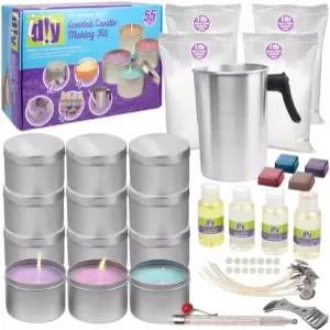 iDIY 향초 제조 용품 키트 대 55개 4파운드 천연 소이 왁스 칩 12캔 틴티드 윅 냄비 양초 두 배