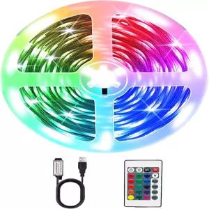 침실 TV 백라이트 파티 게임룸 홈 데코를 위한 16.4피트 LED 조명 원격 USB 전원 플러그 앤 플레이 RGB