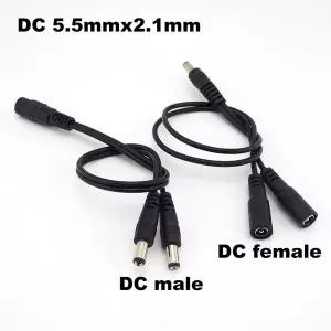 호환 2 웨이 DC 전원 어댑터 케이블 전선가리개 5.5mm x 2.1mm 1 남성 2 여성 남성 분배기 커넥터 CCTV LED