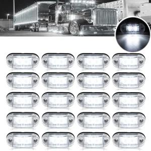 AOXLFU 20pcs 흰색 DC12-24V IP68 방수 트레일러 LED 조명 측면 마커 및 RV 캠핑카 트럭 밴 카라반 보트