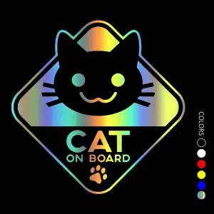 호환  CS31084  Cat on Board 다이컷 비닐 데칼 자동차 스티커 자동차 바디 범퍼 후면 창문용 방수 장식