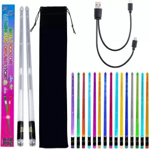 LED 조명 드럼 스틱 어두운 투명 15가지 색상의 글로우 USB 충전 케이블 맞춤형 제공