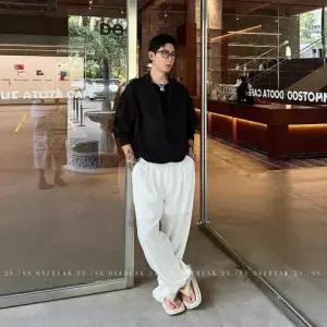 록쉬블몰 바지 남성용 면 투피스 언발란스 블라우스 린넨 풀오버 세트 브이넥 HO1
