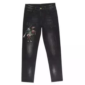 바지 남사친 캐주얼 스판 스키니 일자 슬림핏 청바지 자수 CH1