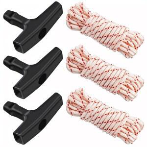 3팩, 10피트 x 9/64인치(3.5mm) 손잡이가 있는 풀 코드 로프, 인장 강도가 높은 프리미엄 스타터 잔디 깎는 기계, 발전기, 전기톱, 소형 엔진을 위한 범용 교체