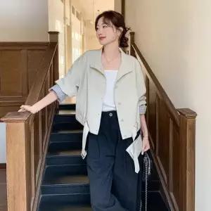 여자 봄 캐주얼 자켓 쇼트 체크 코트 차이나 CH1