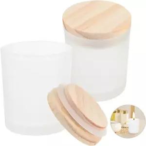 SWOOMEY 캔들 만들기용 병 유리제 심플 디자인 목제 뚜껑 소형 DIY 용기 사무실이나 거실에 최적 2개 세트