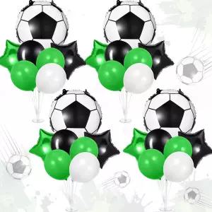 alspring 4세트 축구 파티 장식 풍선 스탠드 키트 테이블용 호일 센터 게임 스포츠 테마 생일 그린 화이트
