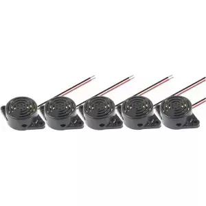 5 PCS 피에조 버저 타투코 알람 DC 3-24V 전자식 삐삐 100dB 사이렌 연속 사운드 모터사이클 골프 카트