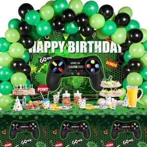 비디오 게임 생일 파티 장식 세트 축하 용품에는 배경 테이블 커버 풍선 및 호일 게이머 블랙 이 됩니다