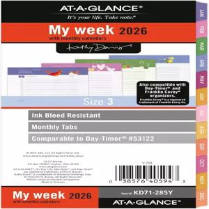 AT-A-GLANCE 2026 플래너 리필 주간 및 월간 3.75인치 x 6.75인치 사이즈 3 휴대용 53122 데이타이머 캐시