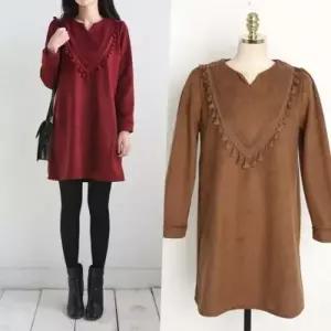 [텐바이텐]데일리 러블리 벨벳 원피스 기모 모던한 융 유니크 시선집중