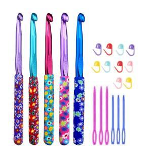 대형 5 사이즈 알루미늄 크로셰 후크 세트 6.5m(K) /7mm /8mm(L) /9mm(M) /10mm(N) 뜨개질 바늘 공예 직조 실 폴리머 클레이 - 프리미엄 용품