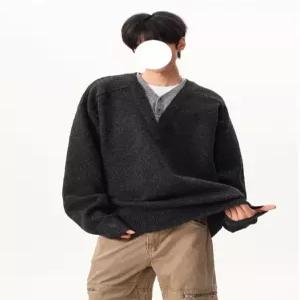 엘럽 남친 니트 울 가을 투피스 고지감 커플 올드 스웨터 브이넥 첸펑신구이 가디건 가짜 원템3