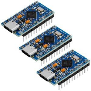 3 팩 프로 마이크로 보드 모듈, 메가 32U4 5V 16MHz USB 프로그래밍 개발 보드, Arduino IDE(핀 헤더 포함)와 호환되는 컨트롤러