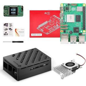 RasTech 라즈베리 파이 5 키트 4GB RAM, 케이스, 액티브 쿨러, 나사 드라이브 및 보드 포함