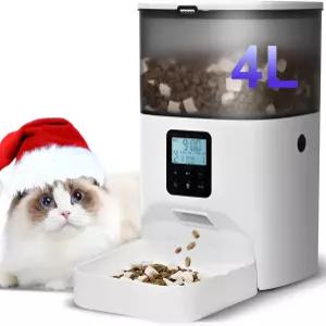 ANDOL 홈 자동 고양이 사료 공급기 10초 음성 녹음기가 있는 4L 디스펜서 하루 최대 8끼 반려동물 건조