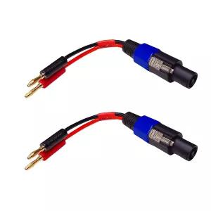 쿠크필즈 스피콘과 바나나 플러그 스피커 케이블 2팩 - 12AWG 골드 도금 프로페셔널 와이어 6인치