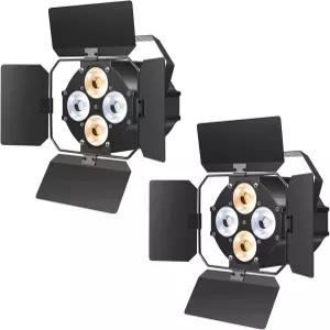 헛간 문이 있는 무대 조명 COB LED 파 따뜻하고 시원한 화이트 스포트라이트 사운드 활성화 DMX512 캔