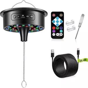 리모컨 및 RGB 조명이 장착된 디스코 볼 모터 30개의 밝은 LED 0-15RPM 조절 가능한 속도 스피너 파티 DJ