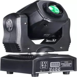 DJ 라이트 무빙 헤드 75W LED 스테이지 조명 빔 스팟 미니 DMX512 3면 프리즘 8 GOBO 컬러 휠 디스코 장비