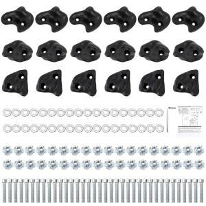 ZENFUN 18 PC 암벽 등반 홀드, 키트, 놀이 놀이터 블랙 및 세트, 실외 실내