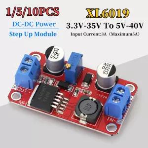 호환  1-10Pcs 5A DC-DC 스텝 업 전원 모듈 부스트 볼트 컨버터 3.3V-35V  5V 6V 9V 12V 24V XL6019 가변
