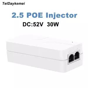 호환  1010010002500Mbps POE 인젝터 2.5G 52V 30W 기가비트 이더넷 PoE 어댑터 IP 카메라 전원 공급 충전