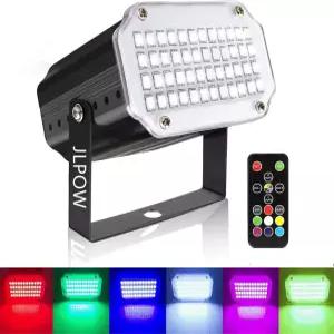 할로윈 스트로브 조명 원격 JLPOW 사운드 활성화 미니 매우 밝은 48 RGB LED 리모컨 플래시 스테이지 DJ