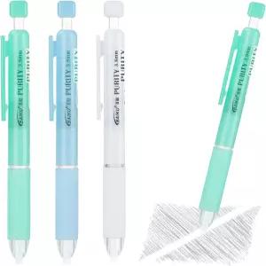 Temiary 3개 연필 지우개 접이식 펜 스타일 기계식 그립이 있는 3.8mm 원형 팁 그림 스케치 위한 세부 사항