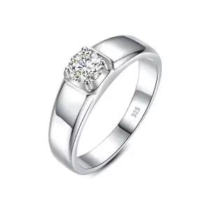 남자 모이사나이트 반지 랩 다이아 0.5 5mm 14k 도금 화이트 골드 실버 인증서 포함