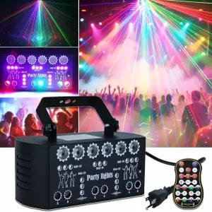 리모컨 LED 스트로브 효과 DMX 컨트롤 및 사운드 활동이 포함된 Wuzstar 27-Eye Party DJ Light - 클럽