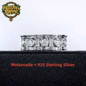 남자 모이사나이트 반지 랩 다이아 왕 다이아몬드 2.5/3mm VVS1 925 스털링 실버 여성용 빅사이즈