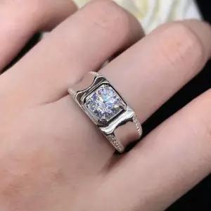 남자 모이사나이트 반지 랩 다이아 다이아몬드 럭셔리 14k 도금 화이트 D컬러 아름다운