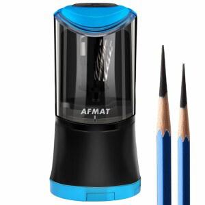 AFMAT 전기 롱포인트 연필깎이, 2개의 구멍, 빠른 샤프 및 자동 정지, 8-17mm 롱포인트, 6-9.6mm 대형 연필, 숯/그림/색연필 PS09용 충전식 아티스트 연필깎이