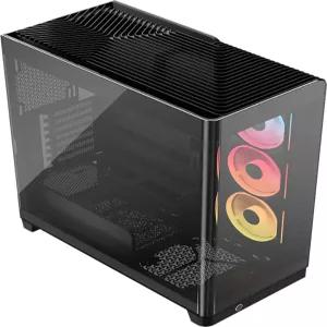 프레임 4500배 LX 리버스 팬 RGB 링크 미드 타워 PC 케이스 - 사전 설치된 글래스 인피니레일 장착 시스템
