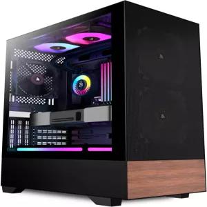 KEDIERS PC 케이스 ATX 3 팬 사전 설치 미드 타워 컴퓨터 강화 유리 프린트 호두나무 패널 360mm