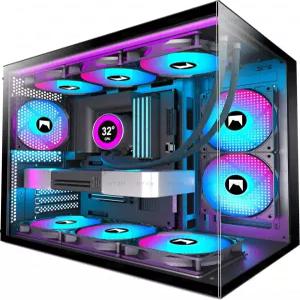 HYXN H3 ATX PC 케이스 - 팬 3개 장착 사전 설치 컴팩트 듀얼 캐비티 미드 타워 게이밍 Type-C 3.2-360mm
