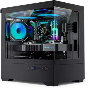 ATX PC 케이스 3개의 PWM 팬이 장착된 게이밍 MATX 타입-C 풀뷰 듀얼 강화 유리 Cpmputer 블랙