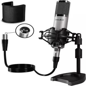PROAR 스튜디오 마이크 전문가용 카디오이드 XLR 콘덴서 녹음 오버 키트 음악 노래 팟캐스트 보컬