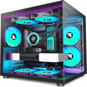 FOIFKIN F100 PC 케이스 - 사전 설치된 3 팬 Micro-ATX 컴퓨터 게이밍 270 유리 240MM RAD 지원 USB 3.0