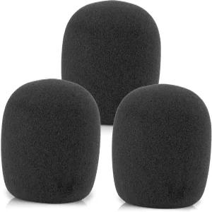 LEFXMOHY SM58 윈드스크린 슈어 보컬 마이크 팝 필터용 폼 교체 블랙 노이즈 캔슬링 윈드삭스 커버 3팩