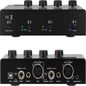 마이크 펀스 프리앰프 부스터 4 입력 맥스 25db DI 박스 48V 팬텀 파워 다이내믹 및 콘덴서 마이크(MC02)용