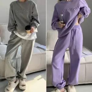 여자츄리닝바지 여자 겨울츄리닝 오버핏 날씬 기모 트레이닝복 세트