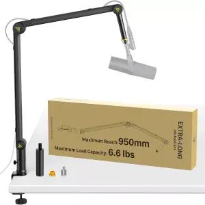 슈어 SM7B SM7dB MV7 네버새그 마이크 붐 암 950mm 연장 도달 거리 6.6lbs 적재 용량 기어 잠금 서스펜션