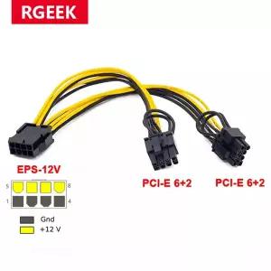 호환 12V EPS CPU 8핀-듀얼 86 2핀 PCIE PCI Express 어댑터그래픽 카드 전원 연장 케이블 전선가리개 20cm