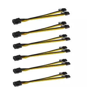 호환 6PCS UL1007 18AWG PCI-E 6핀 암-듀얼 8핀62 Y-스플리터 FM 어댑터 GPU 비디오 카드 전원 어댑터 케이